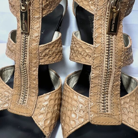 Michael Michael Kors-Women's Tan/Camel Leather-3 3/4" Heels-Unique 7 1/2-Zipper - Picture 4 of 16